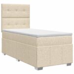 vidaXL Posteľ boxspring s matracom Krémová 100 x 200 cm Látka