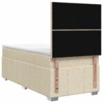 vidaXL Posteľ boxspring s matracom Krémová 100 x 200 cm Látka – Obrázok 7