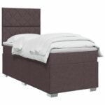 vidaXL Posteľ boxspring s matracom Tmavohnedá 100 x 200 cm Látka – Obrázok 2