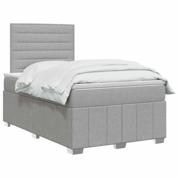 vidaXL Posteľ boxspring s matracom Svetlosivá 120 x 200 cm Látka – Obrázok 2