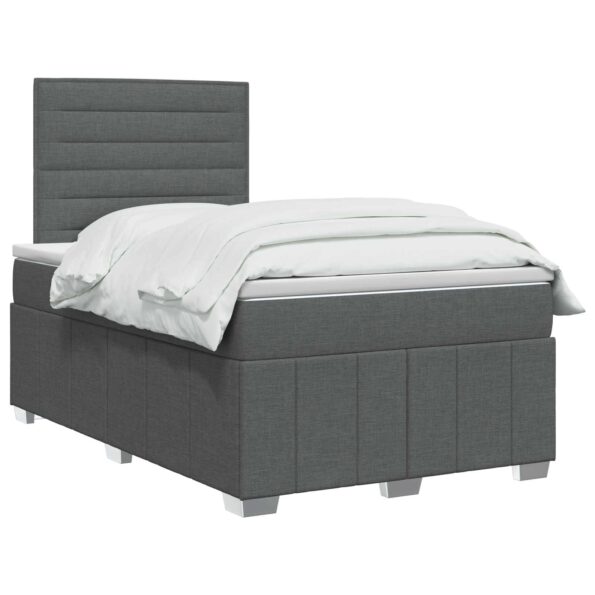 vidaXL Posteľ boxspring s matracom Tmavosivá 120 x 200 cm Látka – Obrázok 2