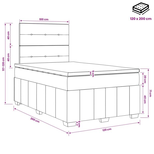 vidaXL Posteľ boxspring s matracom Modrá 120 x 200 cm Látka – Obrázok 10