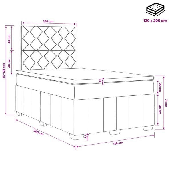 vidaXL Posteľ boxspring s matracom Tmavohnedá 120 x 200 cm Látka – Obrázok 10