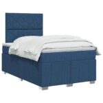 vidaXL Posteľ boxspring s matracom Modrá 120 x 200 cm Látka – Obrázok 2