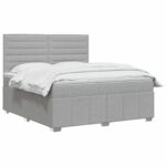 vidaXL Posteľ boxspring s matracom Svetlosivá 140 x 190 cm Látka – Obrázok 2