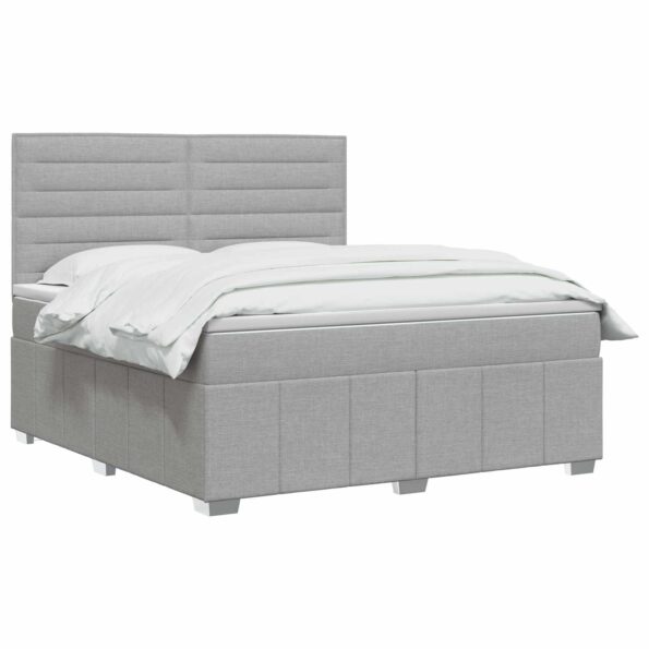 vidaXL Posteľ boxspring s matracom Svetlosivá 140 x 190 cm Látka – Obrázok 2