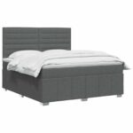 vidaXL Posteľ boxspring s matracom Tmavosivá 140 x 190 cm Látka – Obrázok 2