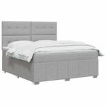 vidaXL Posteľ boxspring s matracom Svetlosivá 140 x 190 cm Látka – Obrázok 2
