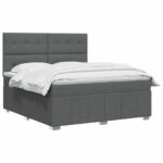 vidaXL Posteľ boxspring s matracom Tmavosivá 140 x 190 cm Látka – Obrázok 2