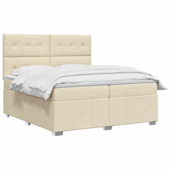 vidaXL Posteľ boxspring s matracom Krémová 140 x 190 cm Látka – Obrázok 2