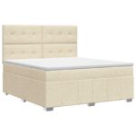 vidaXL Posteľ boxspring s matracom Krémová 140 x 200 cm Látka