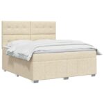 vidaXL Posteľ boxspring s matracom Krémová 140 x 200 cm Látka – Obrázok 2