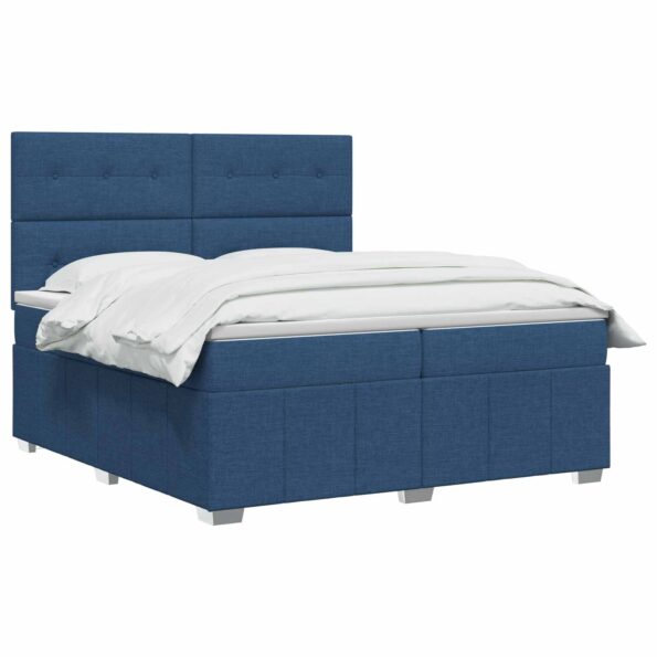 vidaXL Posteľ boxspring s matracom Modrá 140 x 200 cm Látka – Obrázok 2