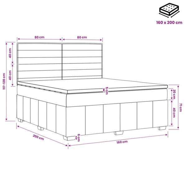vidaXL Posteľ boxspring s matracom Čierna 160 x 200 cm Látka – Obrázok 11