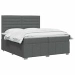 vidaXL Posteľ boxspring s matracom Tmavosivá 200 x 200 cm Látka – Obrázok 2