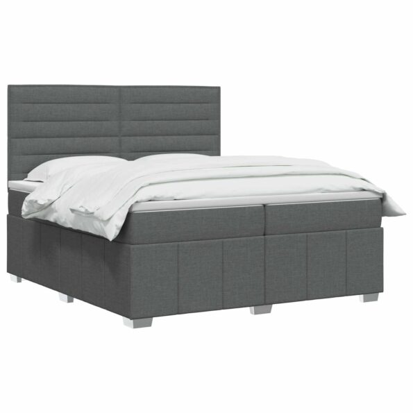 vidaXL Posteľ boxspring s matracom Tmavosivá 200 x 200 cm Látka – Obrázok 2