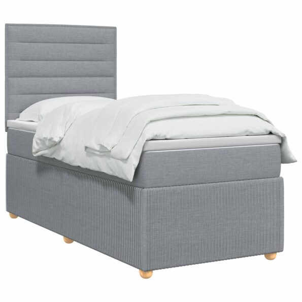 vidaXL Posteľ boxspring s matracom Svetlosivá 80 x 200 cm Látka – Obrázok 2