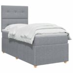 vidaXL Posteľ boxspring s matracom Svetlosivá 90 x 190 cm Látka – Obrázok 2