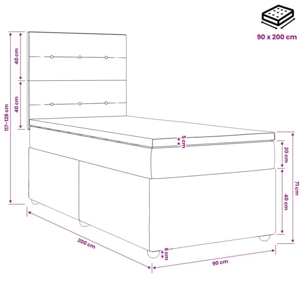 vidaXL Posteľ boxspring s matracom Sivohnedá 90 x 200 cm Látka – Obrázok 10