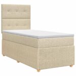 vidaXL Posteľ boxspring s matracom Krémová 90 x 200 cm Látka
