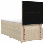 vidaXL Posteľ boxspring s matracom Krémová 100 x 200 cm Látka – Obrázok 7