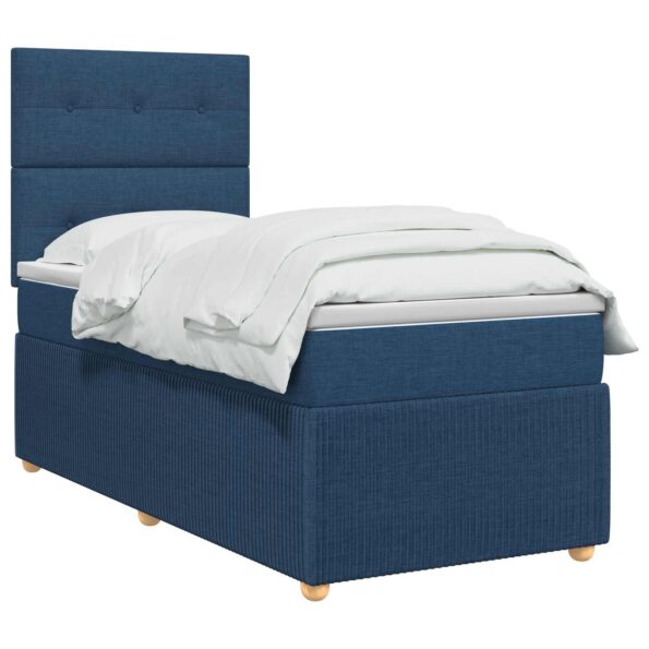 vidaXL Posteľ boxspring s matracom Modrá 100 x 200 cm Látka – Obrázok 2