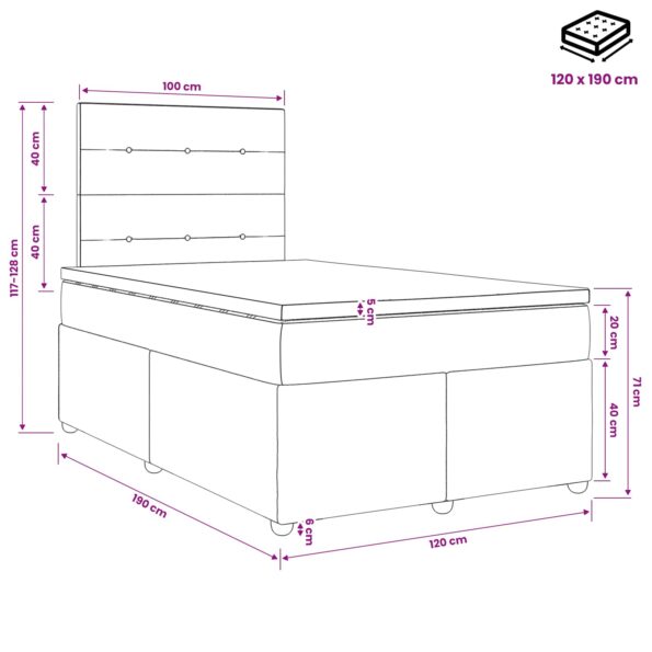 vidaXL Posteľ boxspring s matracom Modrá 120 x 190 cm Látka – Obrázok 10