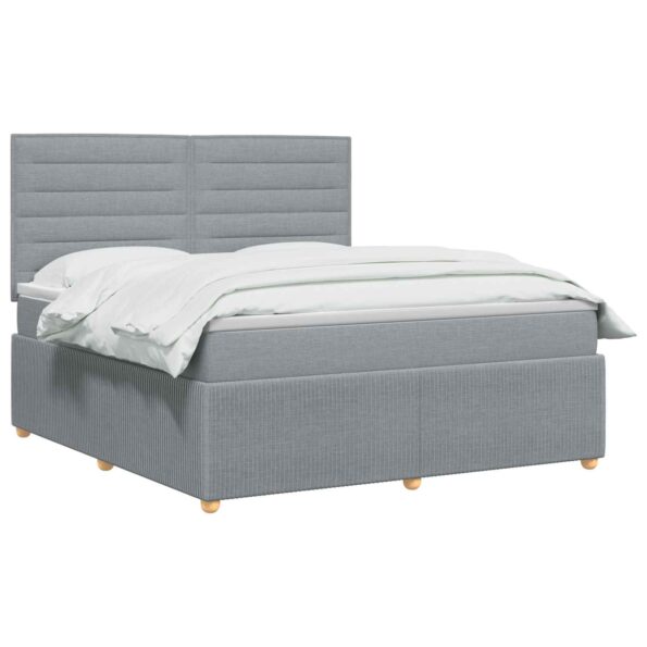 vidaXL Posteľ boxspring s matracom Svetlosivá 140 x 190 cm Látka – Obrázok 2