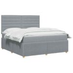 vidaXL Posteľ boxspring s matracom Svetlosivá 140 x 200 cm Látka – Obrázok 2