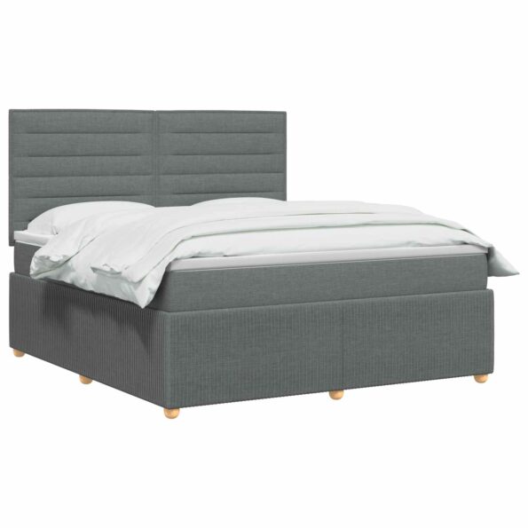 vidaXL Posteľ boxspring s matracom Tmavosivá 140 x 200 cm Látka – Obrázok 2