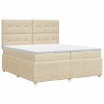 vidaXL Posteľ boxspring s matracom Krémová 140 x 200 cm Látka
