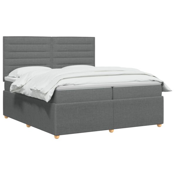 vidaXL Posteľ boxspring s matracom Tmavosivá 200 x 200 cm Látka – Obrázok 2