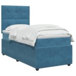 vidaXL Posteľ boxspring s matracom Modrá 80 x 200 cm Zamat – Obrázok 2