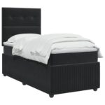 vidaXL Posteľ boxspring s matracom Čierna 90 x 190 cm Zamat – Obrázok 2