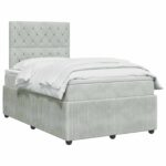 vidaXL Posteľ boxspring s matracom Svetlosivá 120 x 190 cm Zamat – Obrázok 2
