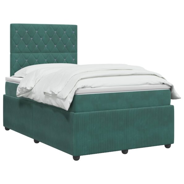 vidaXL Posteľ boxspring s matracom Tmavozelená 120 x 200 cm Zamat – Obrázok 2