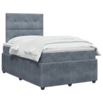 vidaXL Posteľ boxspring s matracom Tmavosivá 120 x 200 cm Zamat – Obrázok 2