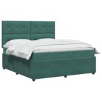 vidaXL Posteľ boxspring s matracom Tmavozelená 140 x 200 cm Zamat – Obrázok 2