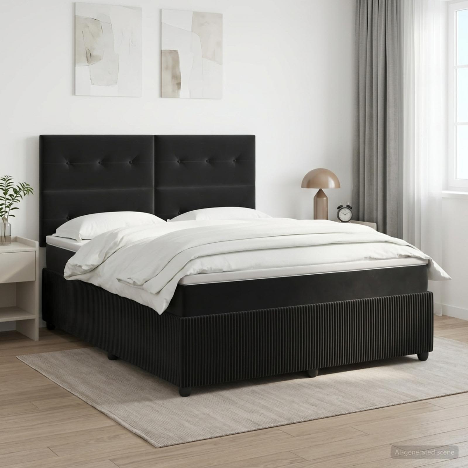 3454657_1.jpg vidaXL Posteľ boxspring s matracom Čierna 180 x 200 cm Zamat – Obrázok 1
