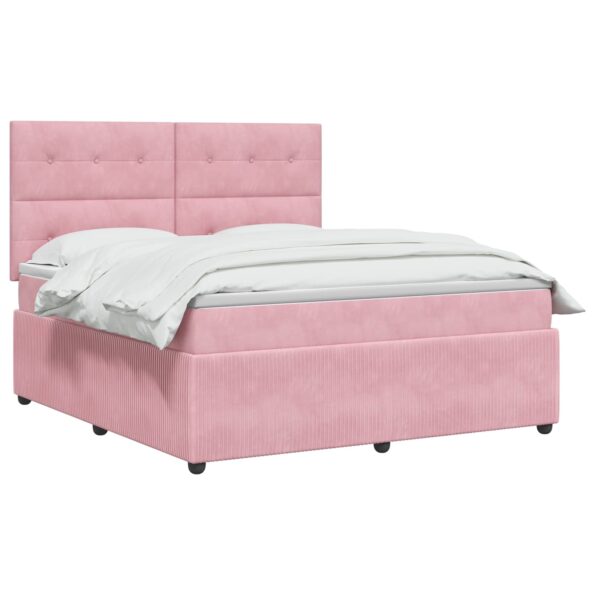 vidaXL Posteľ boxspring s matracom Ružová 180 x 200 cm Zamat – Obrázok 2