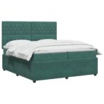 vidaXL Posteľ boxspring s matracom Tmavozelená 200 x 200 cm Zamat – Obrázok 2