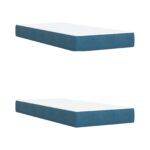 vidaXL Posteľ boxspring s matracom Modrá 200 x 200 cm Zamat – Obrázok 5
