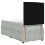 vidaXL Posteľ boxspring s matracom Svetlosivá Jednoduchý Zamat – Obrázok 7