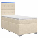 vidaXL Posteľ boxspring s matracom Krémová 90 x 190 cm Látka