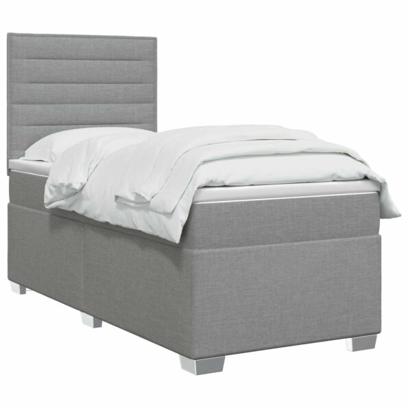 vidaXL Posteľ boxspring s matracom Svetlosivá 100 x 200 cm Látka – Obrázok 2