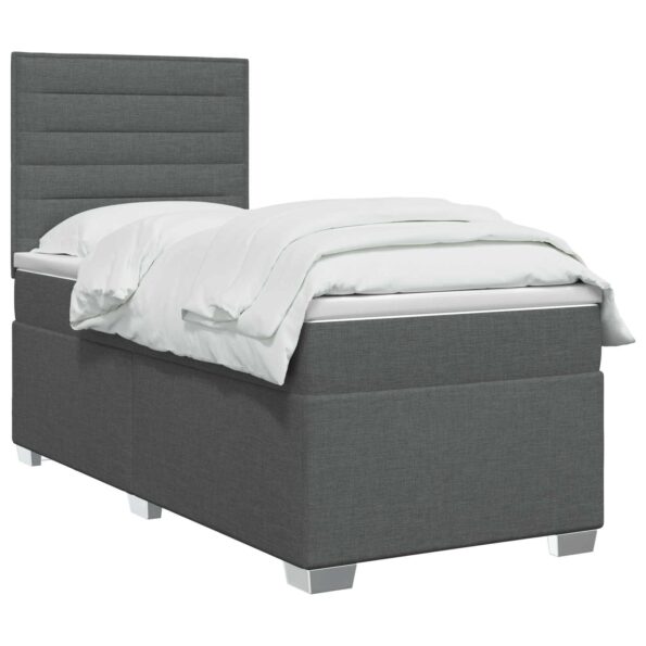 vidaXL Posteľ boxspring s matracom Tmavosivá 100 x 200 cm Látka – Obrázok 2