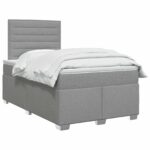 vidaXL Posteľ boxspring s matracom Svetlosivá 120 x 190 cm Látka – Obrázok 2