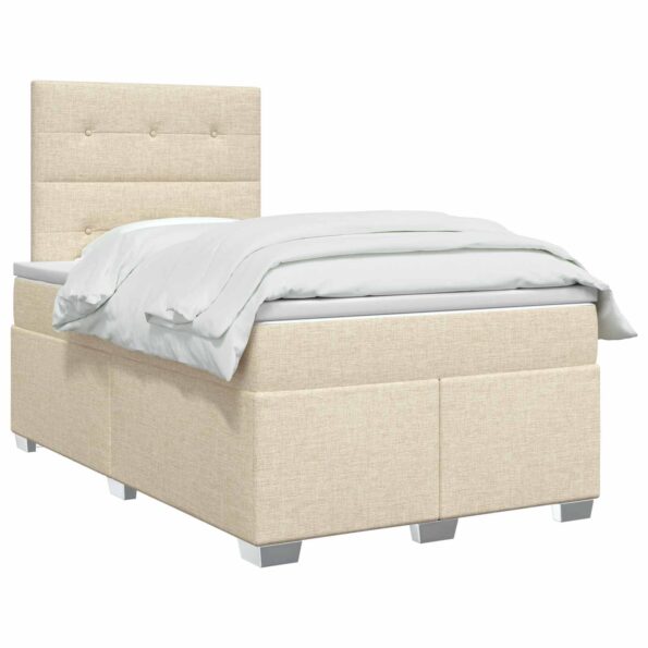 vidaXL Posteľ boxspring s matracom Krémová 120 x 190 cm Látka – Obrázok 2
