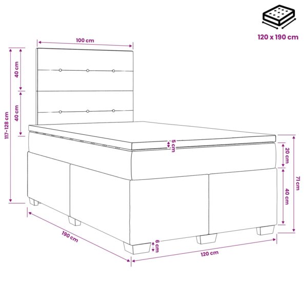 vidaXL Posteľ boxspring s matracom Modrá 120 x 190 cm Látka – Obrázok 11