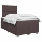vidaXL Posteľ boxspring s matracom Tmavohnedá 120 x 190 cm Látka – Obrázok 2